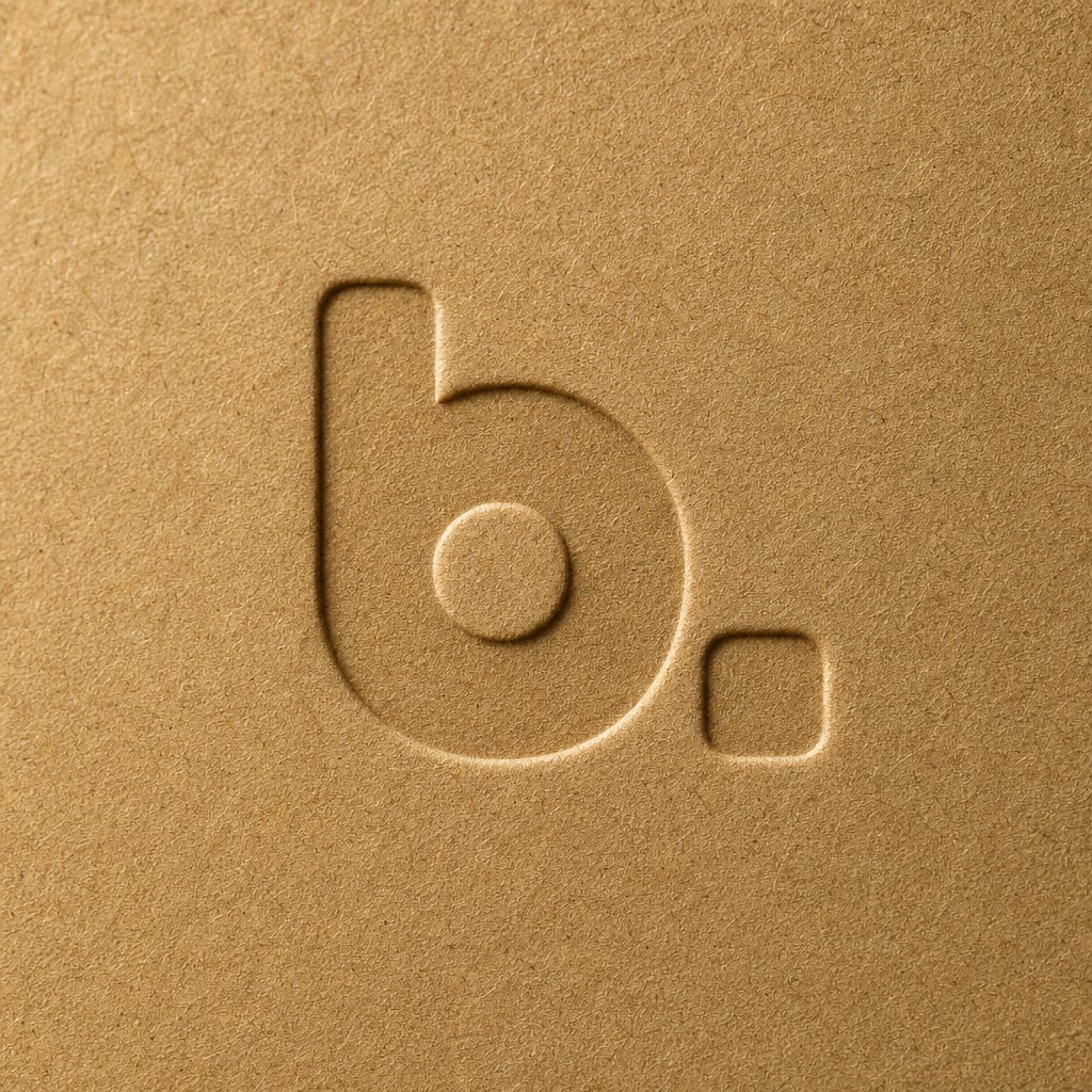 Debossing on a kraft paper bag, close up