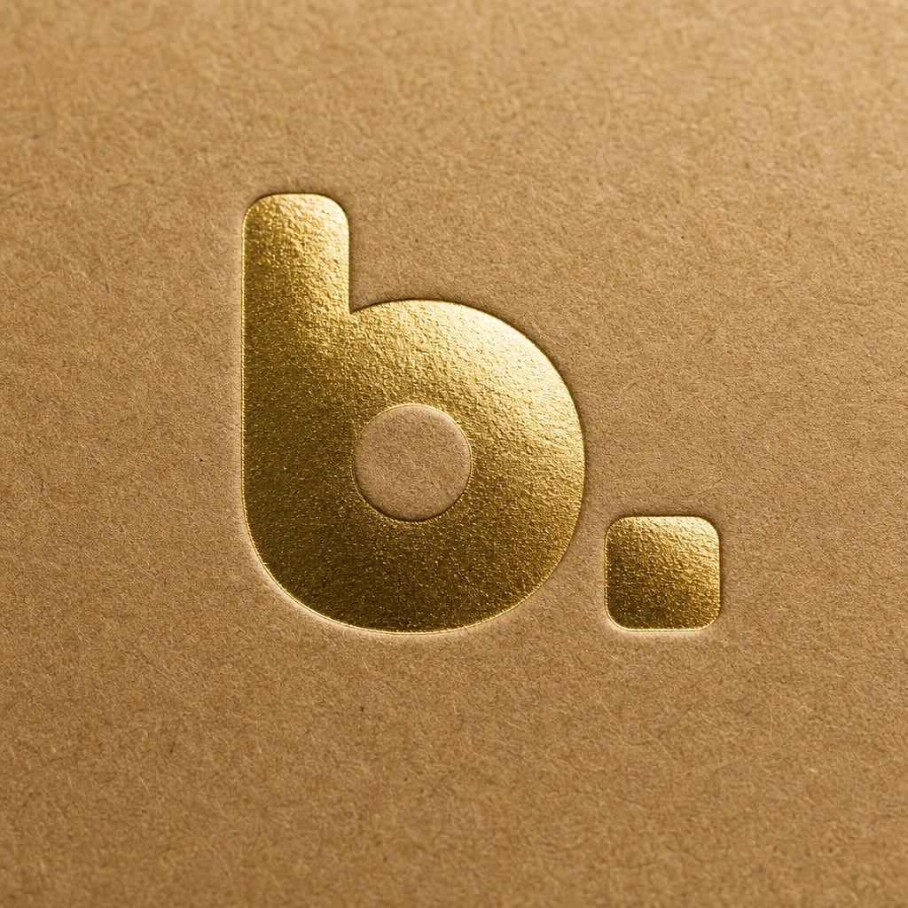 Hot foil on a kraft paper bag, close up