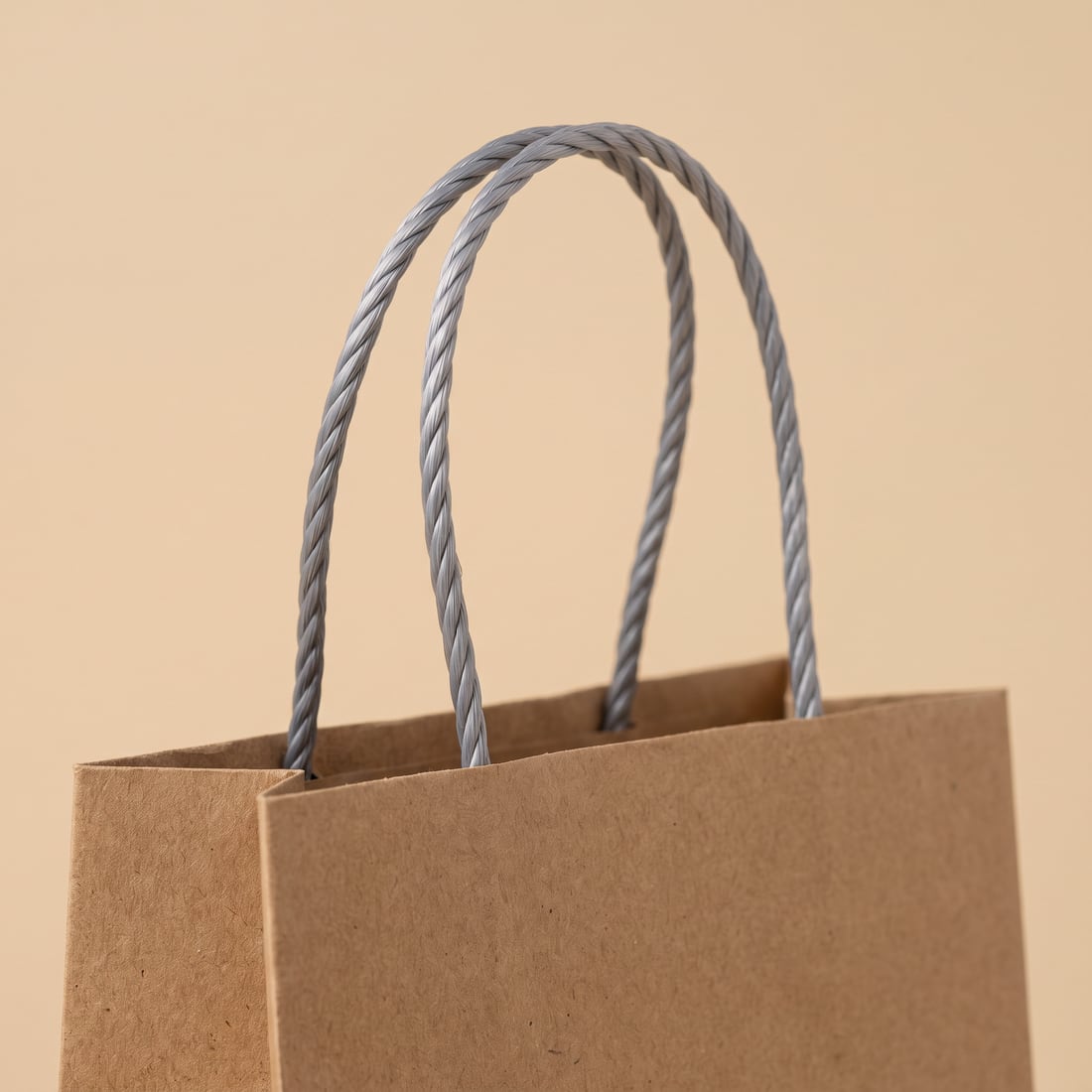 PP rope on a kraft paper bag, close up