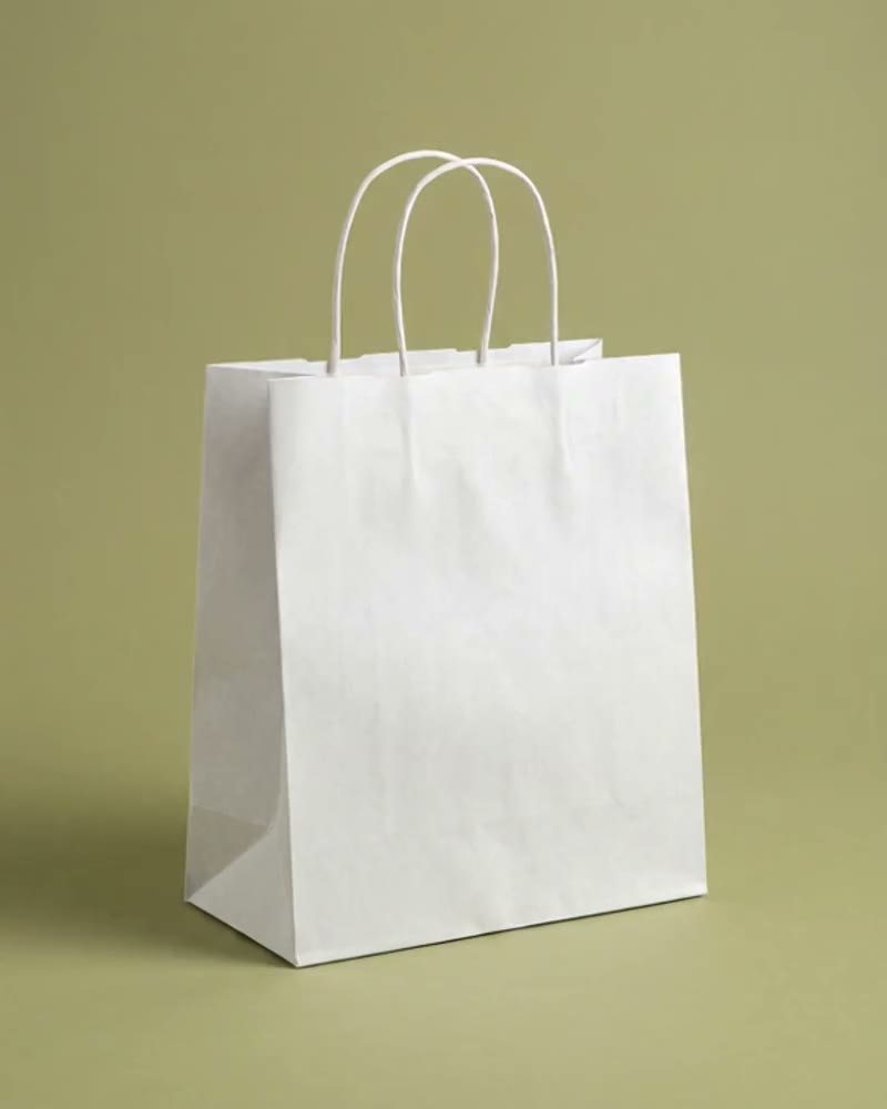 White kraft paper bag with twisted paper handles