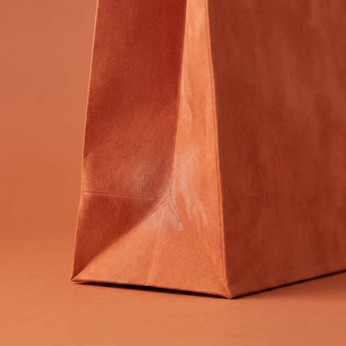 Soft touch on a kraft paper bag, close up